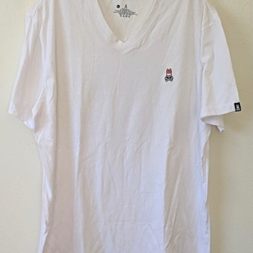 Psycho Bunny V Neck White T Shirt
